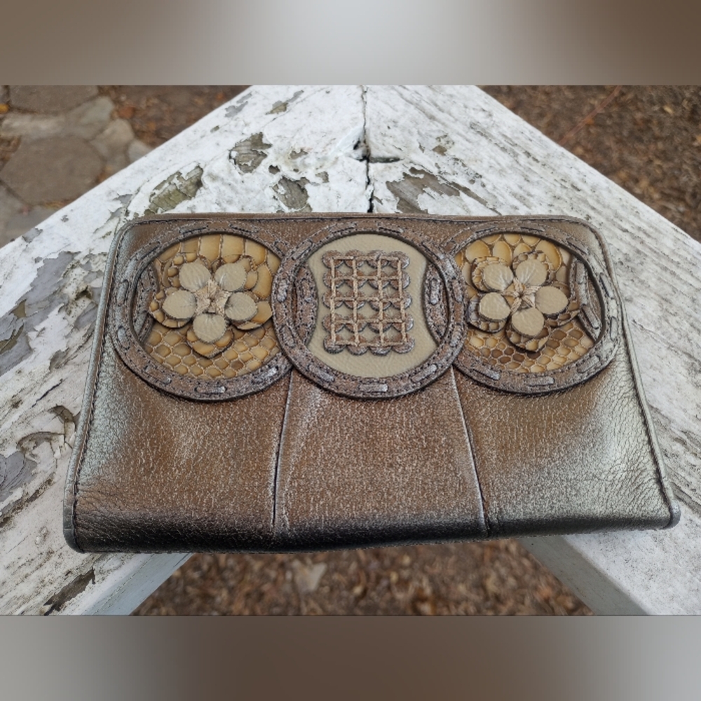 Bronze Metallic Leather Bifold Wallet